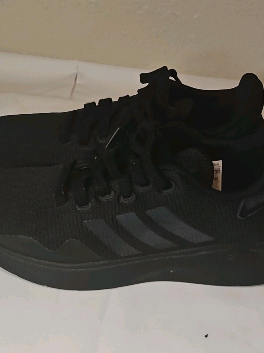 adidas Womens Black Athletic Sneakers with Subtle Stripe